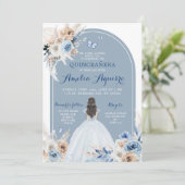 Boho Baby Blue Quinceañera Invitation (Debout devant)