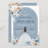 Boho Baby Blue Quinceañera Invitation (Devant / Derrière)
