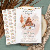 Boho Baby Boy Teepee and Toys Baby shower Kaart