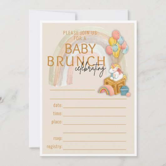 BOHO Baby Brunch | Baby shower Vul uitnodiging in (Voorkant)
