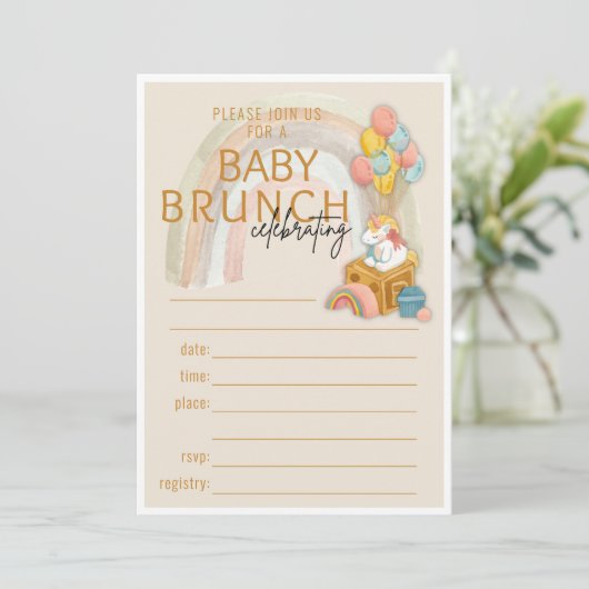BOHO Baby Brunch | Baby shower Vul uitnodiging in (Staand voorkant)