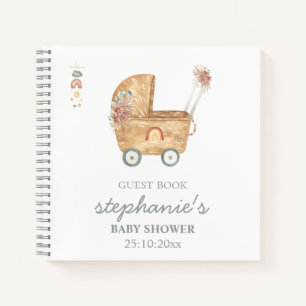 Boho Baby Carriage Baby shower Guest Book Notitieboek