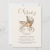 Boho  Baby Carriage Baby shower Kaart (Voorkant)