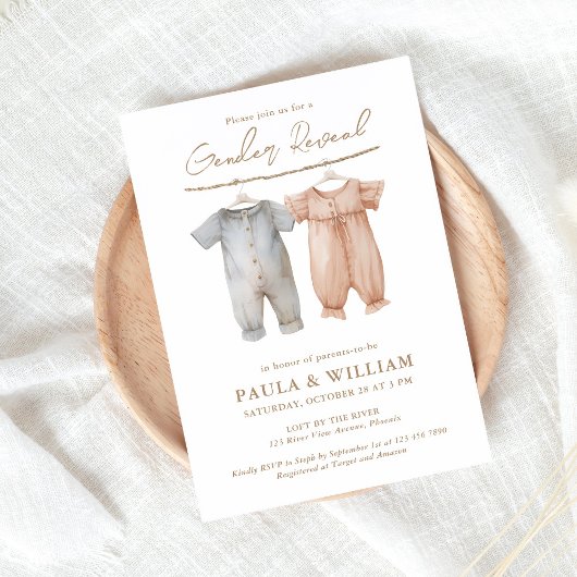 Boho Baby Clothes Genre Reveal Party Invitation