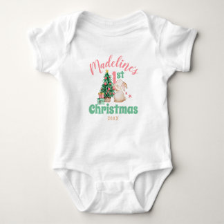Boho Baby Eerste Kerstdag met Naam Konijnenboom Romper