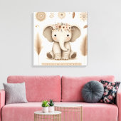 Boho Baby Éléphant Mandala Art Mural | Animal Mign (Insitu(Salon))