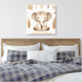 Boho Baby Éléphant Mandala Art Mural | Animal Mign (Insitu(Chambre))