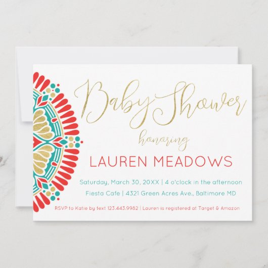 Boho Baby Fiesta Baby shower Invitation (Devant)