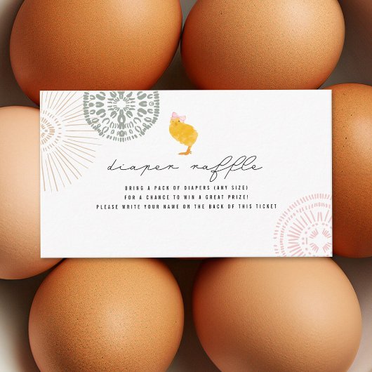 Boho Baby Girl Chick Diaper Raffle Informatiekaartje