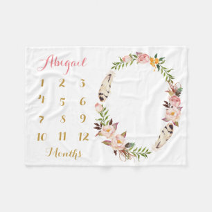 Boho Baby Girl Milestone Maandelijkse babyverpakki Fleece Deken