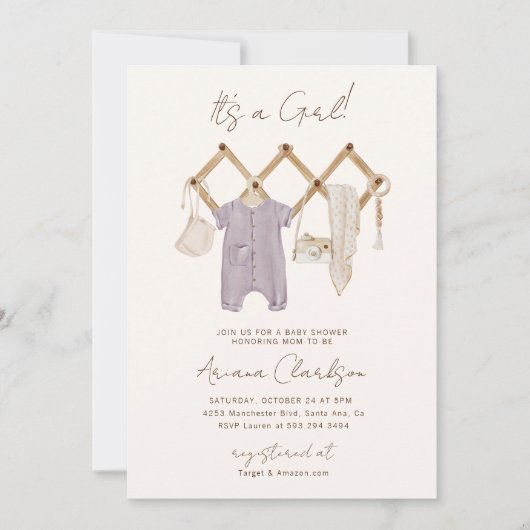 Boho Baby Girl Shower Invitation (Devant)