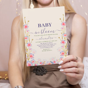Boho Baby in Bloom Baby Girl Baby shower Kaart