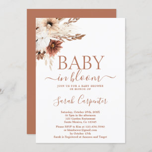 Boho Baby in Bloom Baby shower Girl Invitation