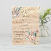 Boho Baby In Bloom Baby shower Invitation (Debout devant)