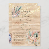 Boho Baby In Bloom Baby shower Invitation (Devant / Derrière)