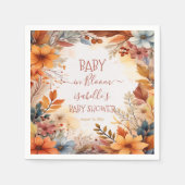 Boho Baby in Bloom Fall Floral Frame Baby Shower Servet (Voorkant)