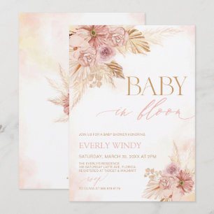 Boho Baby in Bloom Pampas Baby shower Party Uitnod