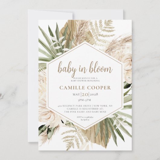 Boho Baby in Bloom Pampas Grass Kaart (Voorkant)