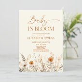 Boho Baby in Bloom Wildflower Baby shower Kaart (Staand voorkant)