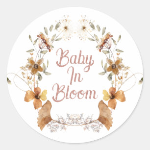 Boho Baby in Bloom Wildflower Baby shower Ronde Sticker