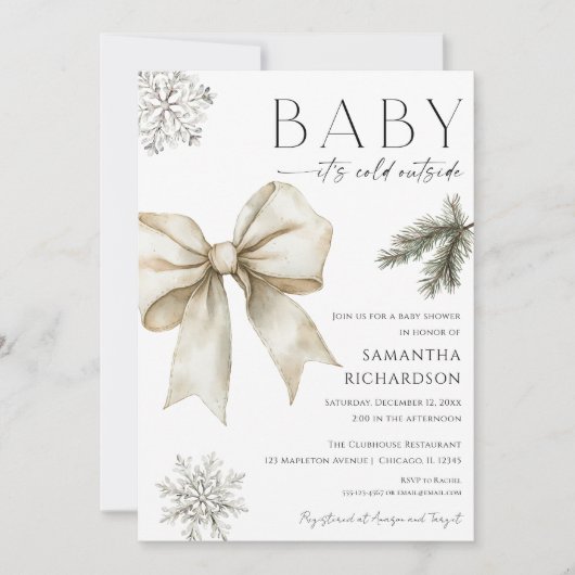 Boho Baby it's cold outside coquette bow shower Kaart (Voorkant)