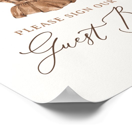 Boho Baby Kleding Meisje Baby shower Gast Boek Sig Poster (Hoek)