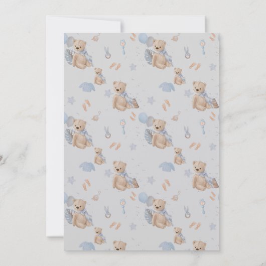 Boho baby knuffelbeer uitnodiging (Achterkant)