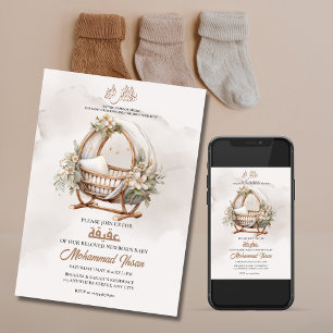 Boho Baby kwekerij Aqiqah Unisex Moslim Pasgeboren Kaart