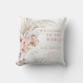 Boho Baby Meisje Geboortestatus Kussen (Voorkant)