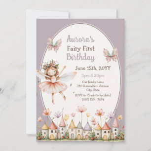 Boho Baby Meisje Whimsische Fee Eerste verjaardag Kaart