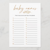 Boho Baby Names Baby shower Game Programma (Voorkant)