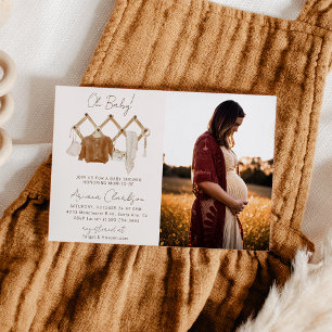 Boho Baby Neutral Douche Photo Invitation