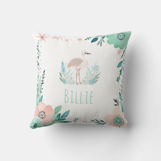 Boho Baby Ostrich Coussin Pastel Green personnalis (Verso)
