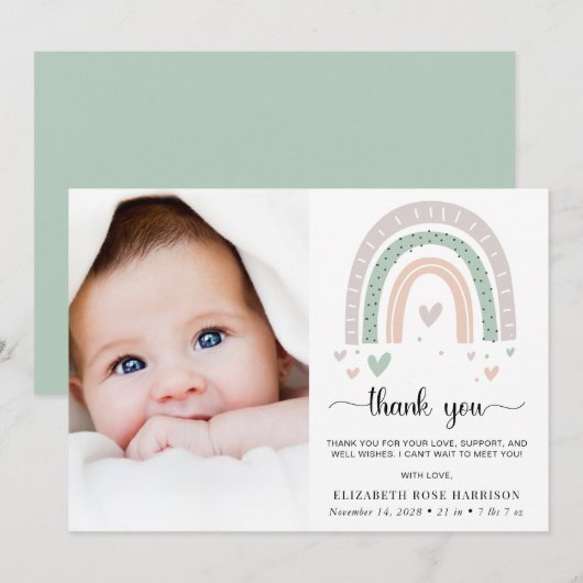 Boho Baby Photo Merci Faire-part de naissance (Devant / Derrière)