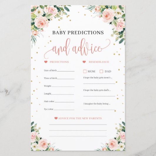 Boho baby prédictions et conseils jeu carte blush (Devant)