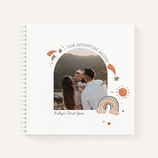 Boho Baby Regenboog Eerste Jaar Herinneringen & Mi Notitieboek (Voorkant)