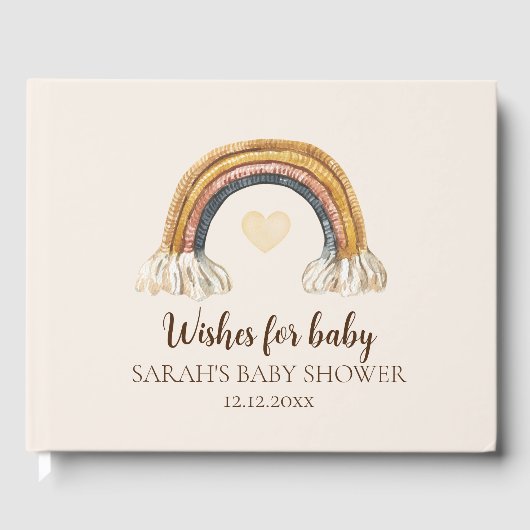 Boho Baby shower Aquarelle Arc-en-ciel livre d'hôt (Recto)
