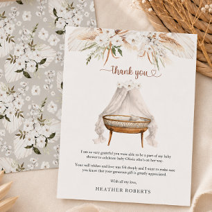 Boho Baby Shower Bedankkaart Pampas Bloemen