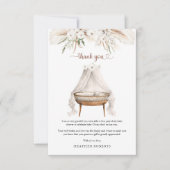 Boho Baby shower Bedankt Card Pampas Floral (Voorkant)