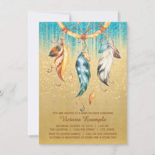 Boho Baby shower Boy Girl Tribal Dream Catcher Kaart (Voorkant)