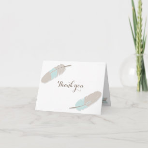 Boho Baby shower de plumes Merci bleu gris