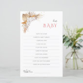 Boho Baby shower Game Beste Baby Kaart (Staand voorkant)