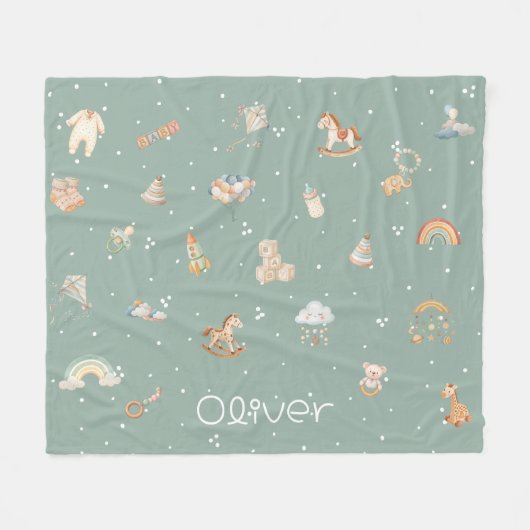 Boho Baby shower gepersonaliseerd Fleece Deken (Voorkant (Horizontaal))