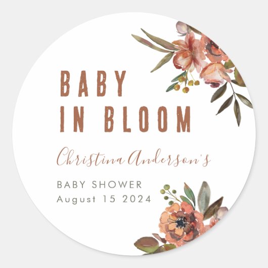 Boho Baby shower groen rustiek Schattig Ronde Sticker (Voorkant)