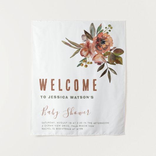 Boho Baby Shower Groene Rustieke Aandoenlijke Wandkleed (Voorkant)