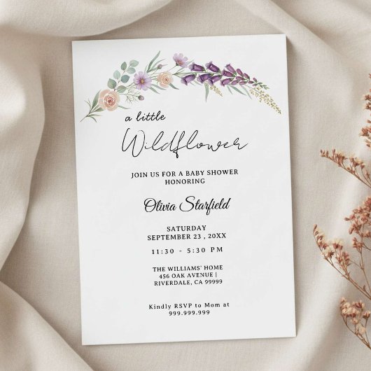 Boho Baby Shower Invitation Card Floral Watercolor