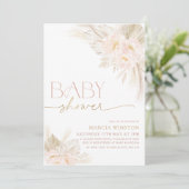 Boho Baby shower Invitation Floral Light Pink Kaart (Staand voorkant)