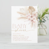 Boho Baby shower Invitation Floral Rose (Debout devant)