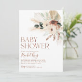 Boho Baby shower Invitation Floral Verdure rustiqu (Debout devant)