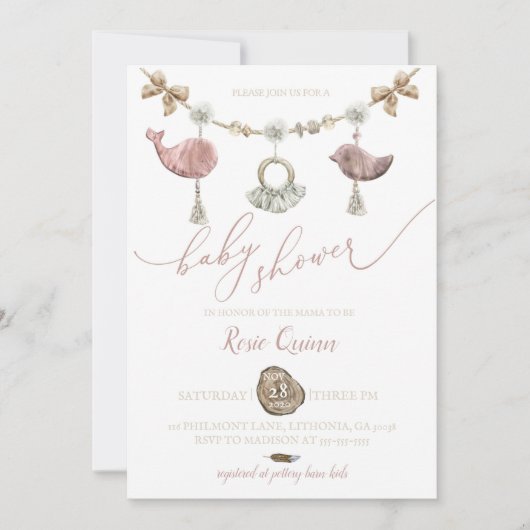 Boho Baby shower Invitation Macrame Baby shower Kaart (Voorkant)